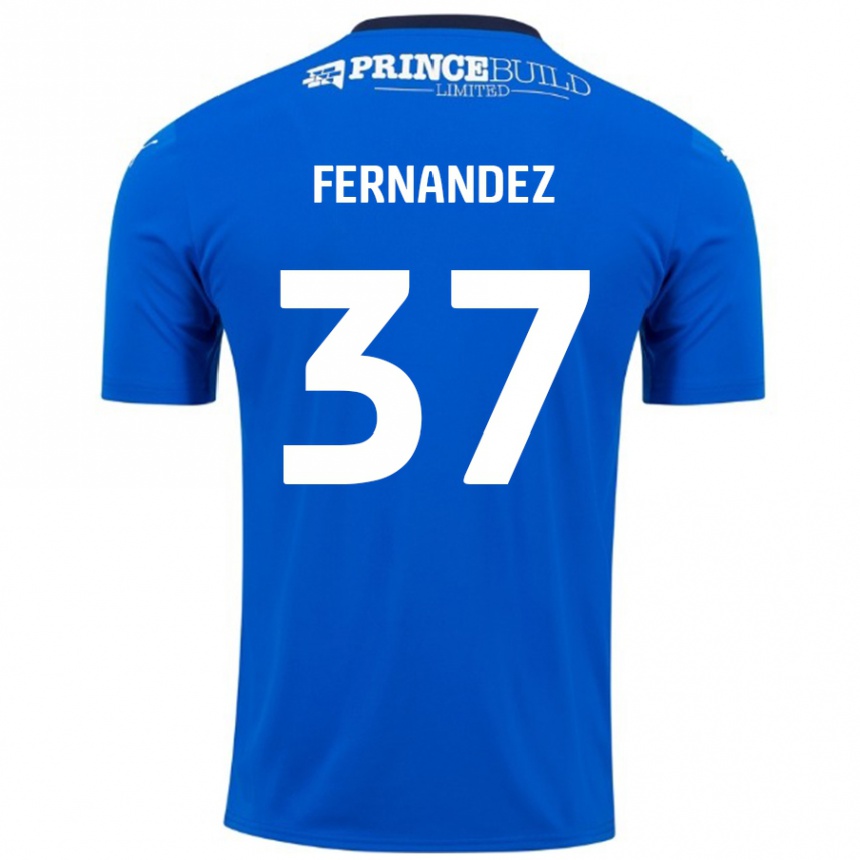 Niño Fútbol Camiseta Emmanuel Fernandez #37 Azul Blanco 1ª Equipación 2024/25 Perú