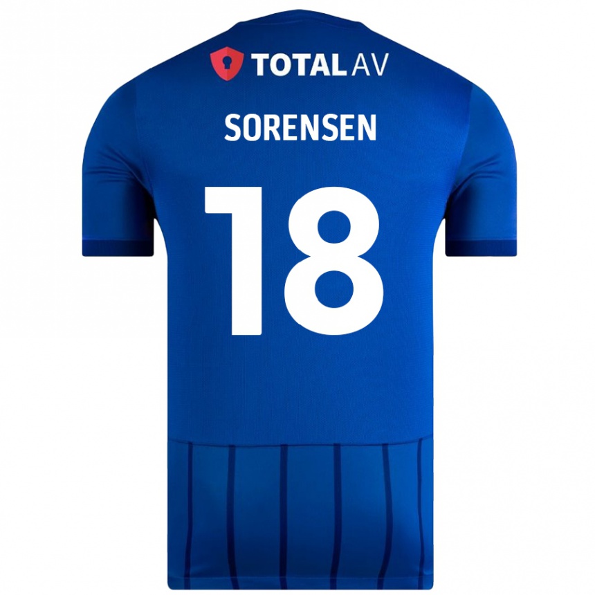 Niño Fútbol Camiseta Elias Sørensen #18 Azul 1ª Equipación 2024/25 Perú