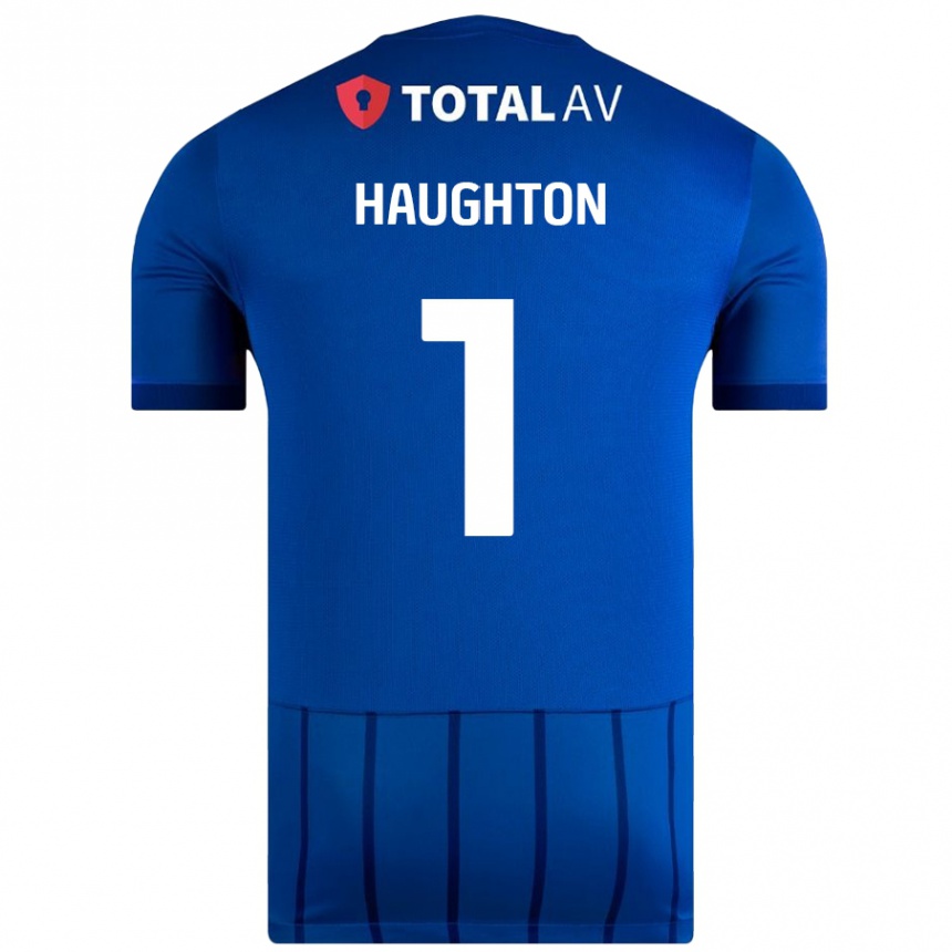 Niño Fútbol Camiseta Hannah Haughton #1 Azul 1ª Equipación 2024/25 Perú