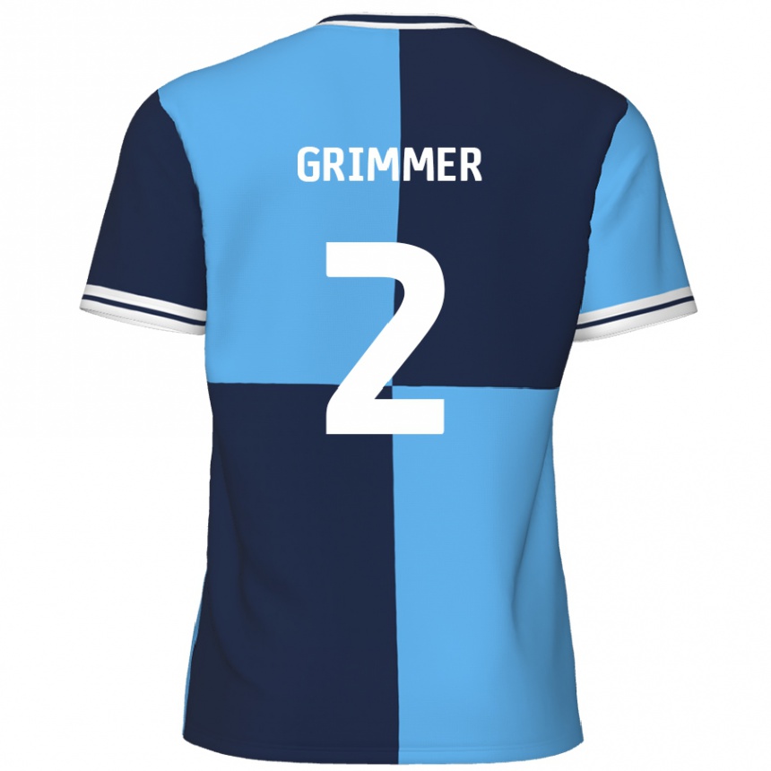 Niño Fútbol Camiseta Jack Grimmer #2 Azul Cielo Azul Oscuro 1ª Equipación 2024/25 Perú