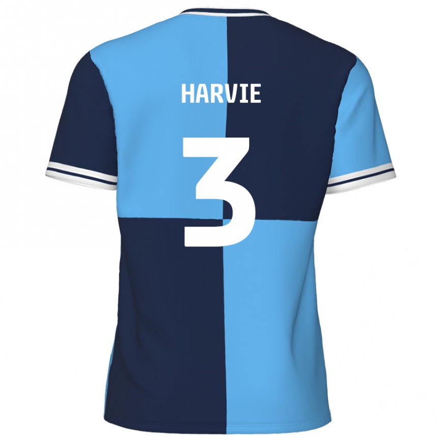 Niño Fútbol Camiseta Daniel Harvie #3 Azul Cielo Azul Oscuro 1ª Equipación 2024/25 Perú