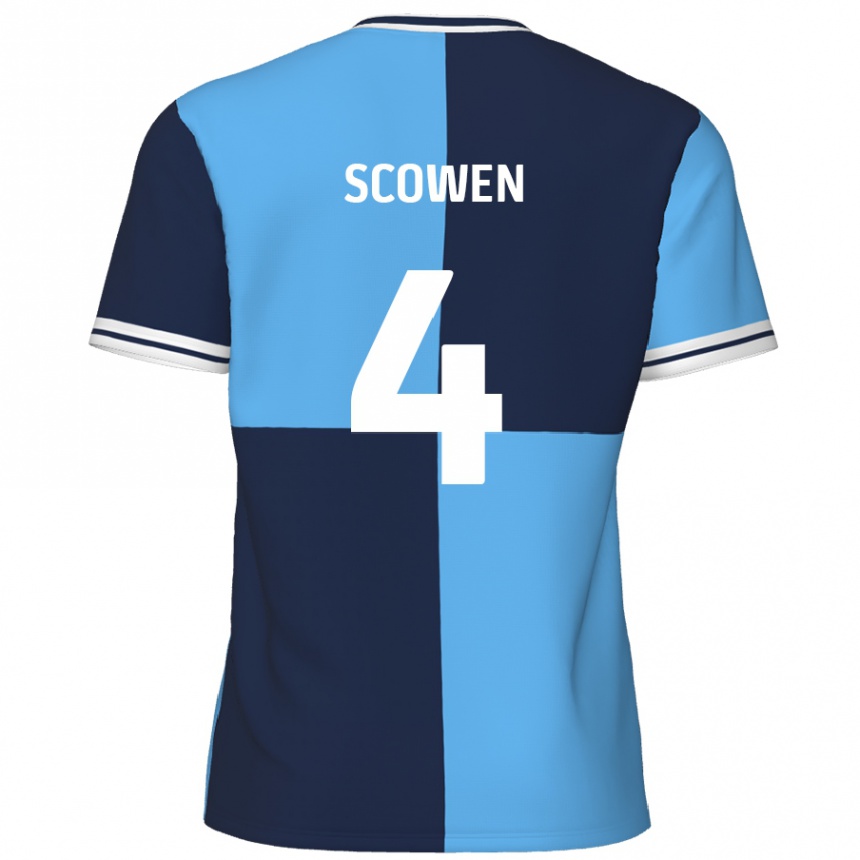 Niño Fútbol Camiseta Josh Scowen #4 Azul Cielo Azul Oscuro 1ª Equipación 2024/25 Perú