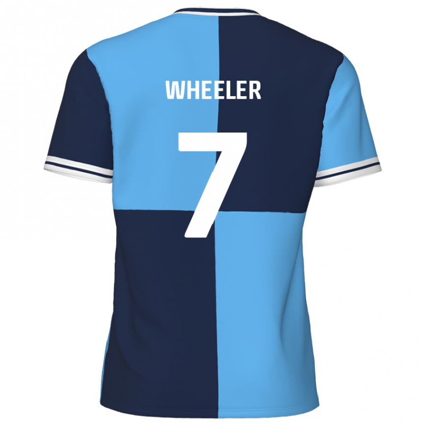 Niño Fútbol Camiseta David Wheeler #7 Azul Cielo Azul Oscuro 1ª Equipación 2024/25 Perú