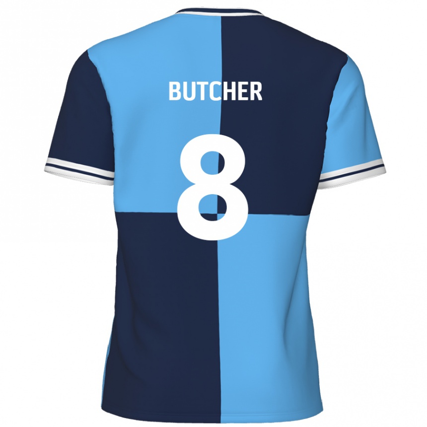 Niño Fútbol Camiseta Matt Butcher #8 Azul Cielo Azul Oscuro 1ª Equipación 2024/25 Perú