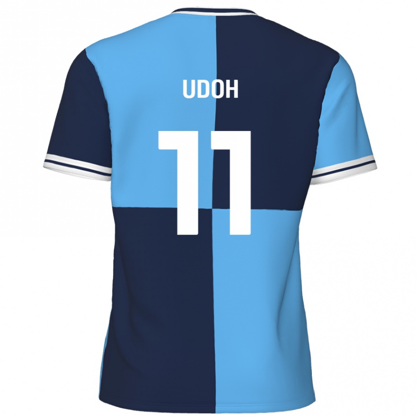 Niño Fútbol Camiseta Daniel Udoh #11 Azul Cielo Azul Oscuro 1ª Equipación 2024/25 Perú