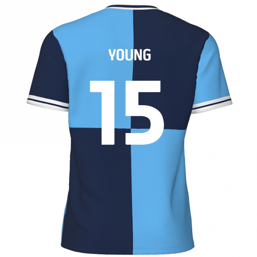 Niño Fútbol Camiseta Jack Young #15 Azul Cielo Azul Oscuro 1ª Equipación 2024/25 Perú