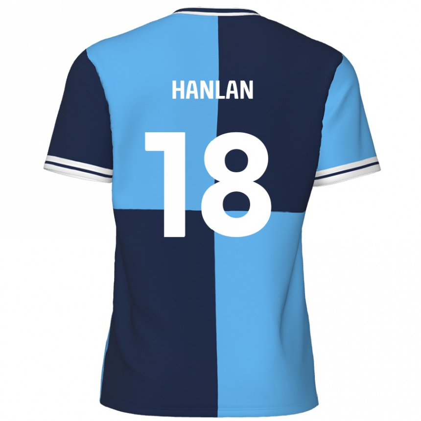 Niño Fútbol Camiseta Brandon Hanlan #18 Azul Cielo Azul Oscuro 1ª Equipación 2024/25 Perú