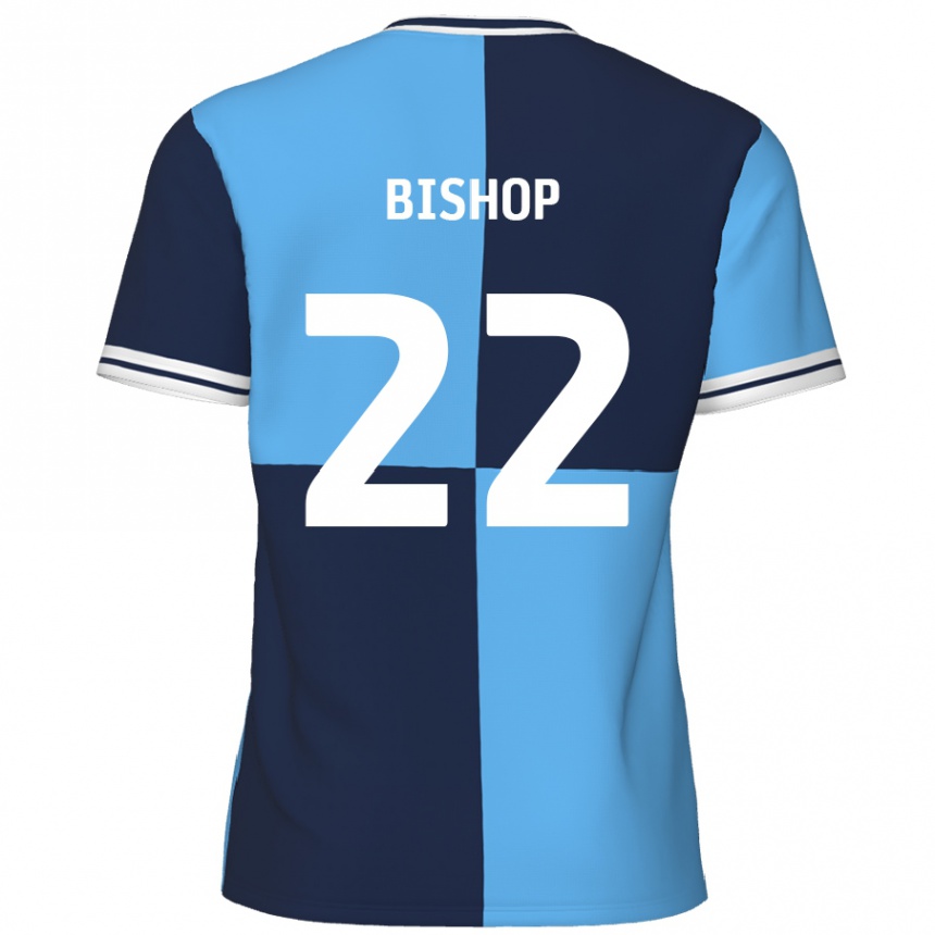 Niño Fútbol Camiseta Nathan Bishop #22 Azul Cielo Azul Oscuro 1ª Equipación 2024/25 Perú