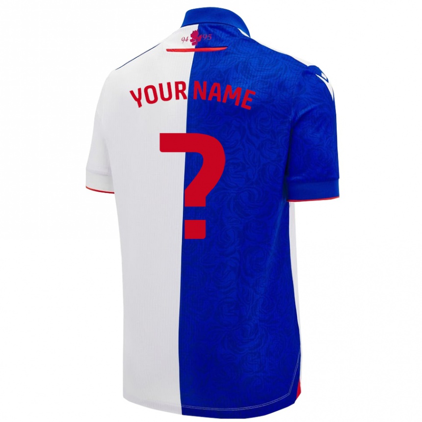 Niño Fútbol Camiseta Su Nombre #0 Azul Cielo Blanco 1ª Equipación 2024/25 Perú