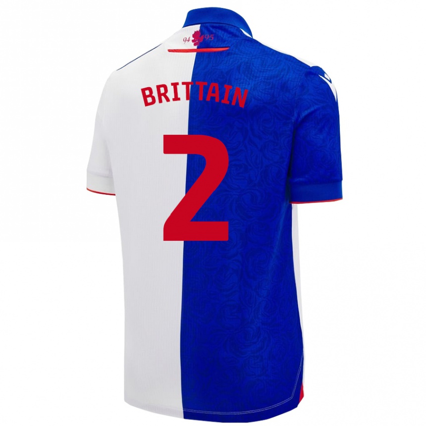 Niño Fútbol Camiseta Callum Brittain #2 Azul Cielo Blanco 1ª Equipación 2024/25 Perú