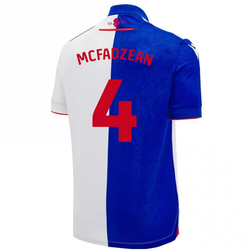 Niño Fútbol Camiseta Kyle Mcfadzean #4 Azul Cielo Blanco 1ª Equipación 2024/25 Perú