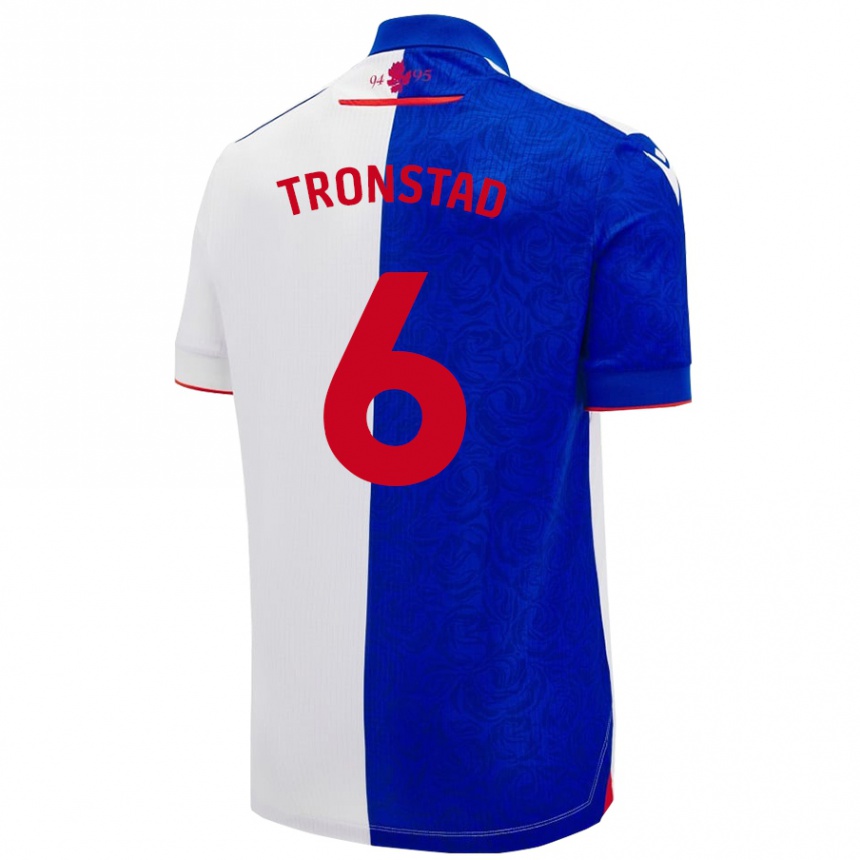 Niño Fútbol Camiseta Sondre Tronstad #6 Azul Cielo Blanco 1ª Equipación 2024/25 Perú