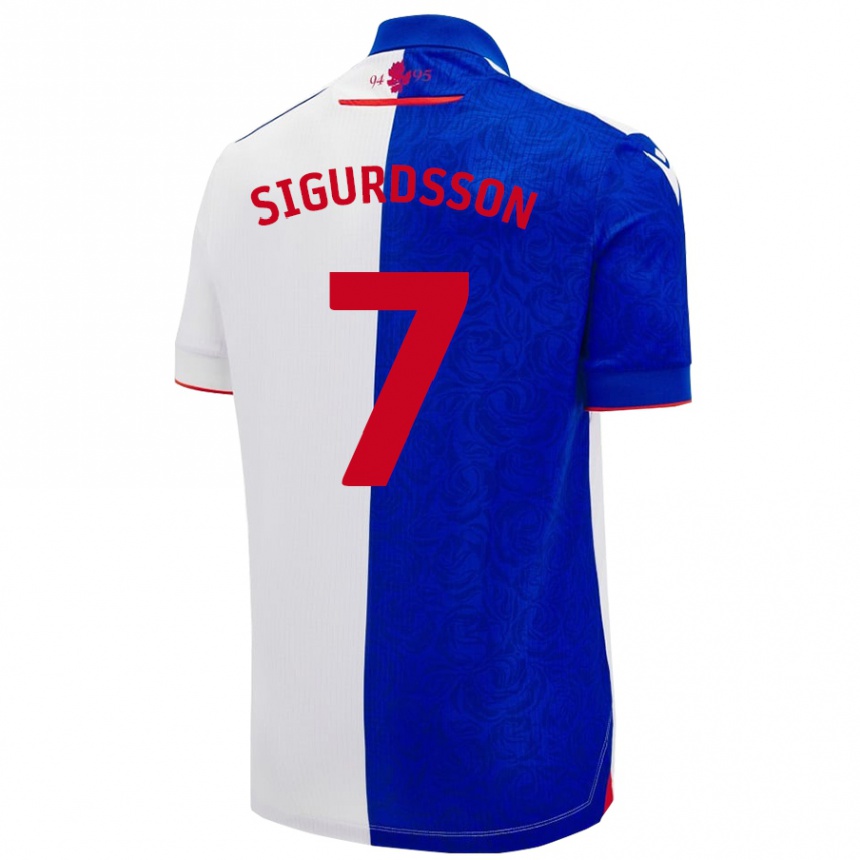 Niño Fútbol Camiseta Arnór Sigurdsson #7 Azul Cielo Blanco 1ª Equipación 2024/25 Perú