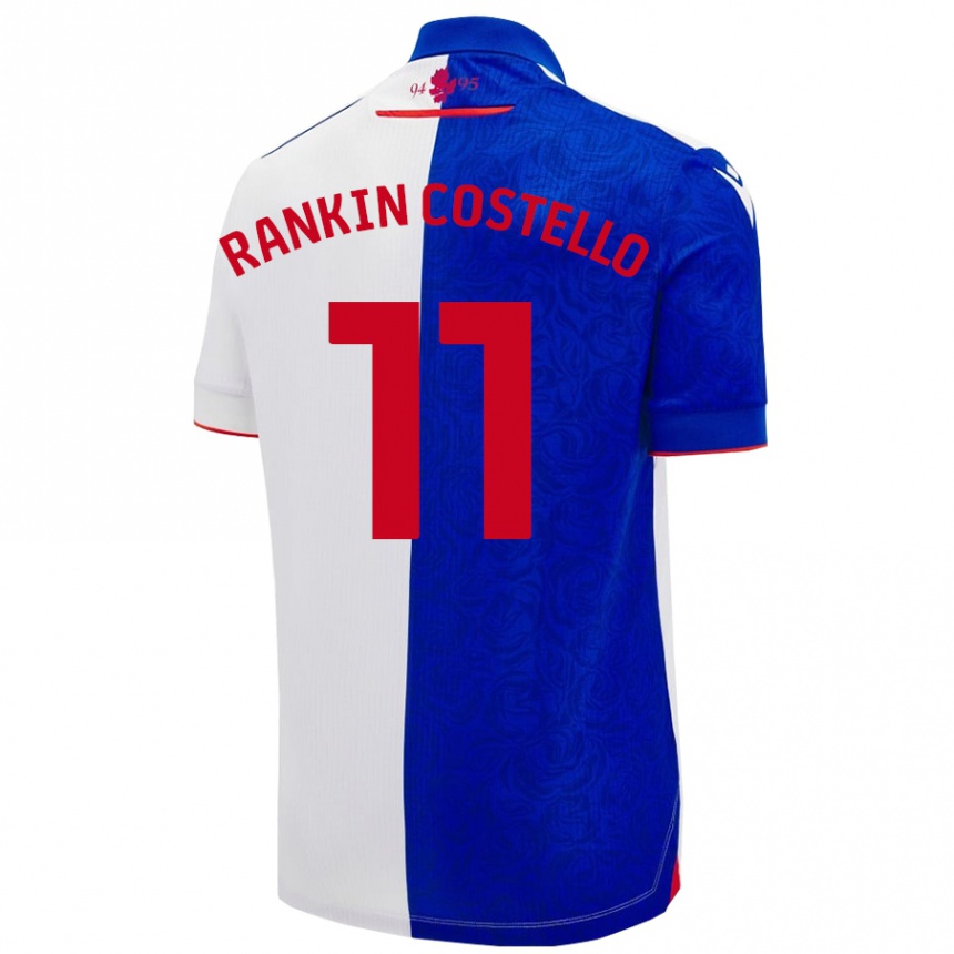 Niño Fútbol Camiseta Joe Rankin-Costello #11 Azul Cielo Blanco 1ª Equipación 2024/25 Perú