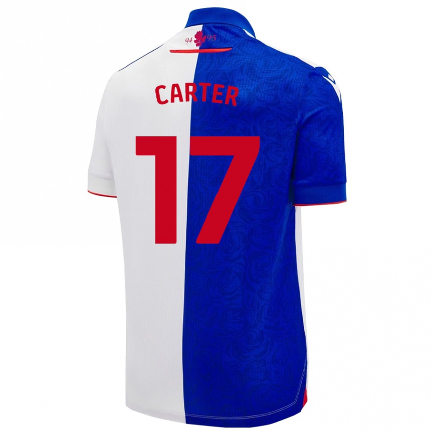 Niño Fútbol Camiseta Hayden Carter #17 Azul Cielo Blanco 1ª Equipación 2024/25 Perú