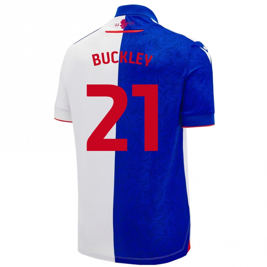 Niño Fútbol Camiseta John Buckley #21 Azul Cielo Blanco 1ª Equipación 2024/25 Perú