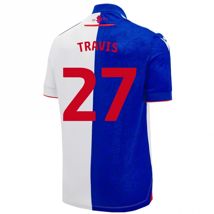 Niño Fútbol Camiseta Lewis Travis #27 Azul Cielo Blanco 1ª Equipación 2024/25 Perú