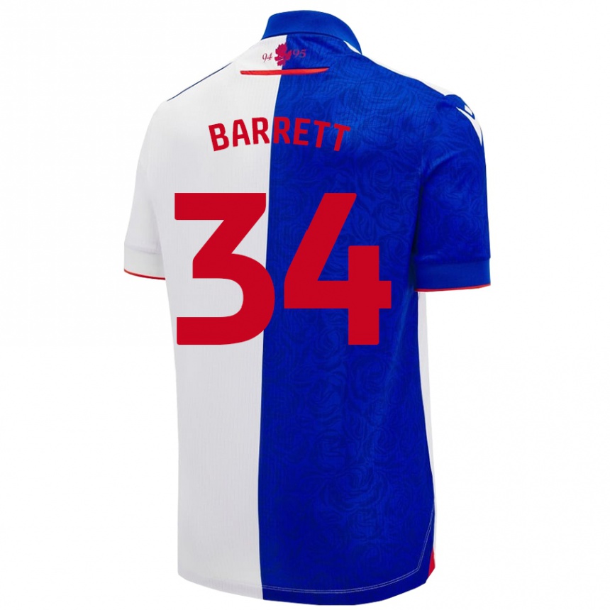 Niño Fútbol Camiseta Jack Barrett #34 Azul Cielo Blanco 1ª Equipación 2024/25 Perú