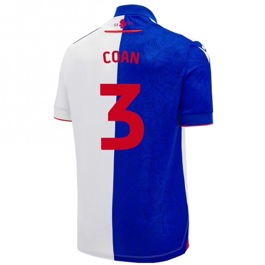 Niño Fútbol Camiseta Hannah Coan #3 Azul Cielo Blanco 1ª Equipación 2024/25 Perú