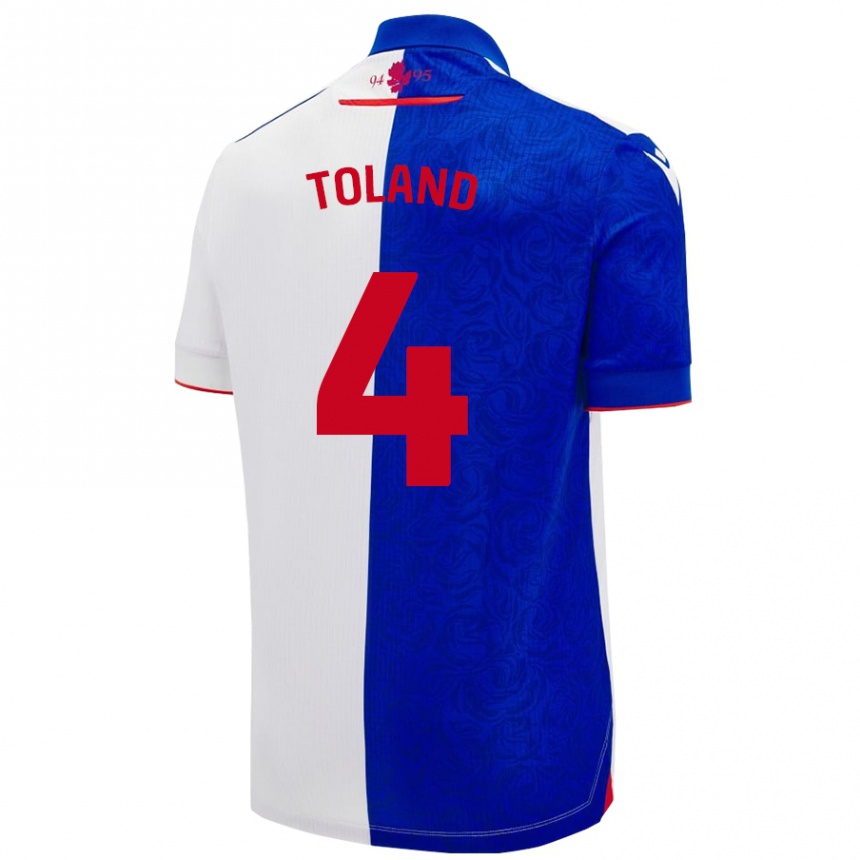 Niño Fútbol Camiseta Tyler Toland #4 Azul Cielo Blanco 1ª Equipación 2024/25 Perú