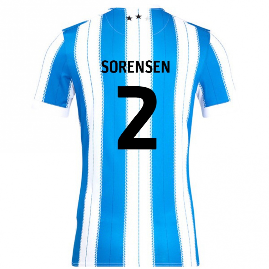 Niño Fútbol Camiseta Lasse Sörensen #2 Azul Blanco 1ª Equipación 2024/25 Perú