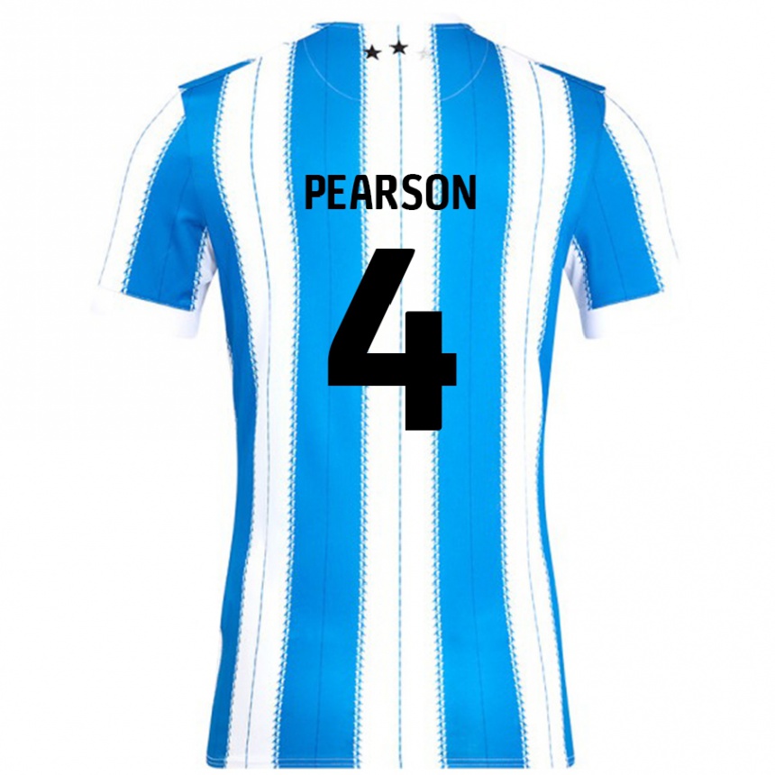 Niño Fútbol Camiseta Matty Pearson #4 Azul Blanco 1ª Equipación 2024/25 Perú