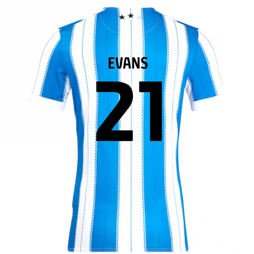 Niño Fútbol Camiseta Antony Evans #21 Azul Blanco 1ª Equipación 2024/25 Perú