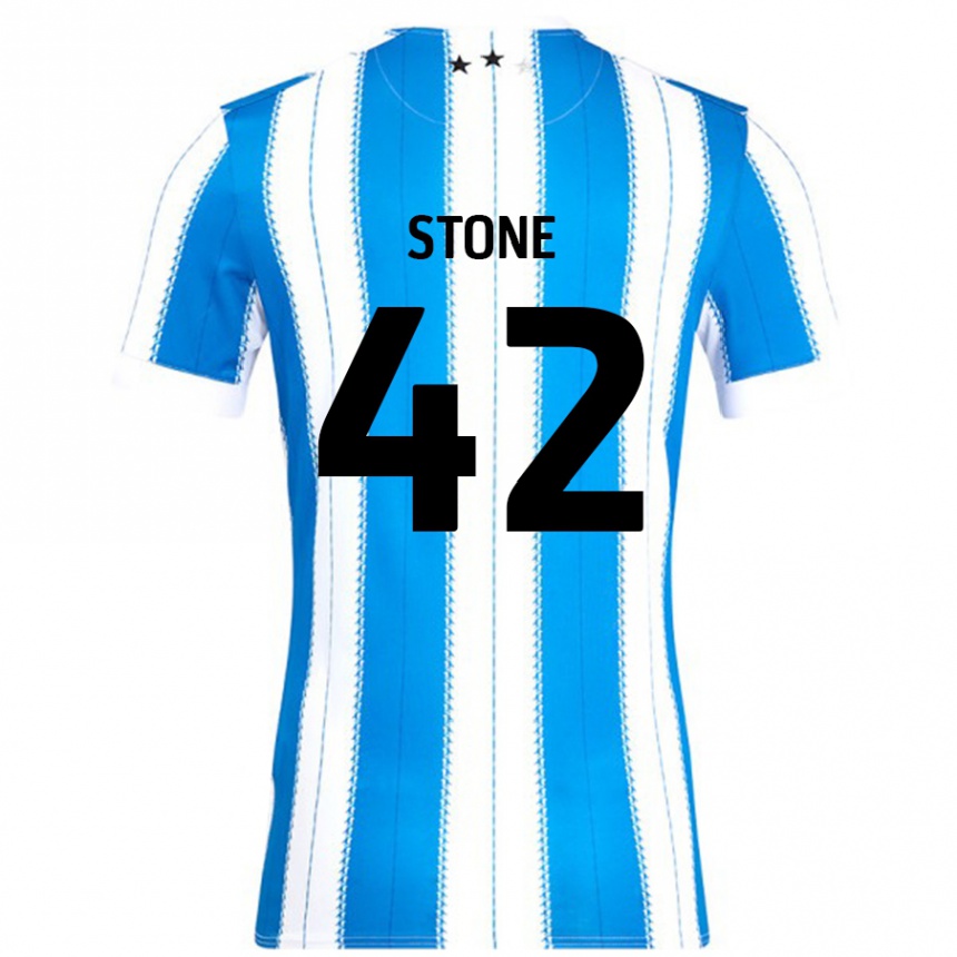 Niño Fútbol Camiseta Michael Stone #42 Azul Blanco 1ª Equipación 2024/25 Perú