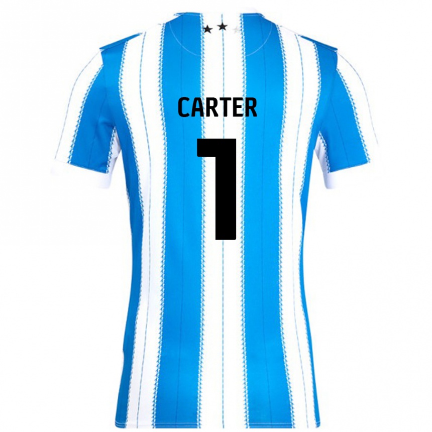 Niño Fútbol Camiseta Laura Carter #1 Azul Blanco 1ª Equipación 2024/25 Perú