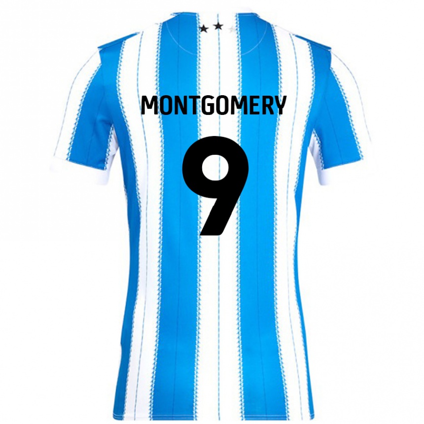 Niño Fútbol Camiseta Ria Montgomery #9 Azul Blanco 1ª Equipación 2024/25 Perú