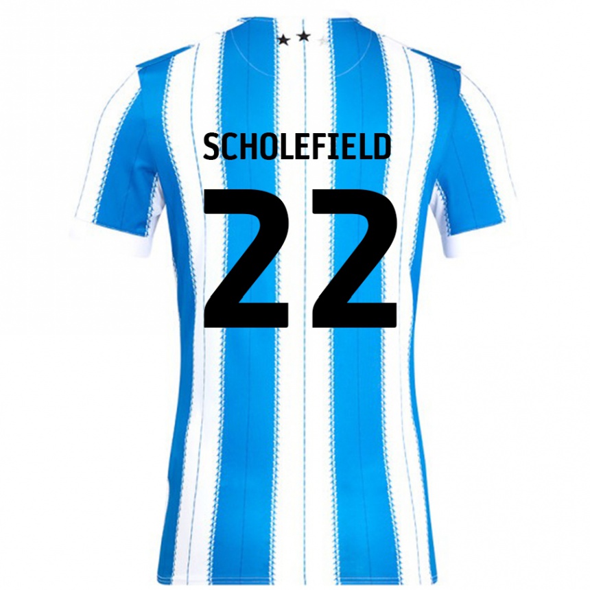 Niño Fútbol Camiseta Lois Scholefield #22 Azul Blanco 1ª Equipación 2024/25 Perú