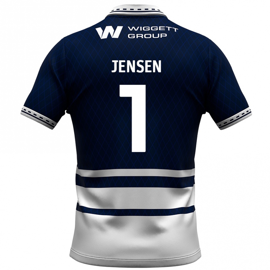 Niño Fútbol Camiseta Lukas Jensen #1 Azul Marino Blanco 1ª Equipación 2024/25 Perú