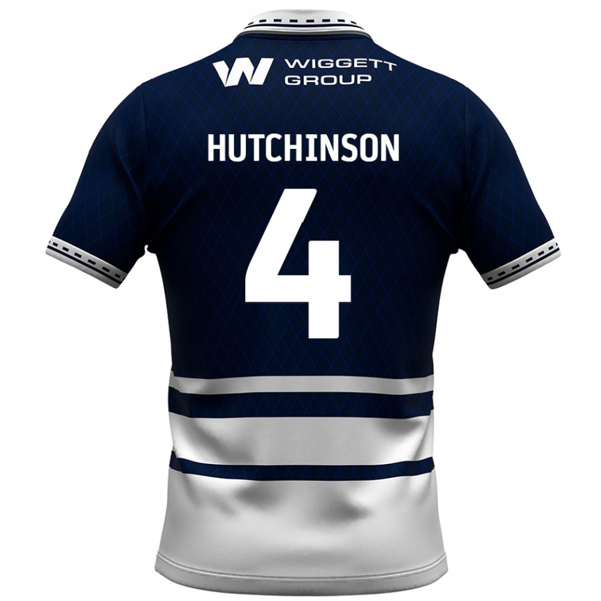 Niño Fútbol Camiseta Shaun Hutchinson #4 Azul Marino Blanco 1ª Equipación 2024/25 Perú