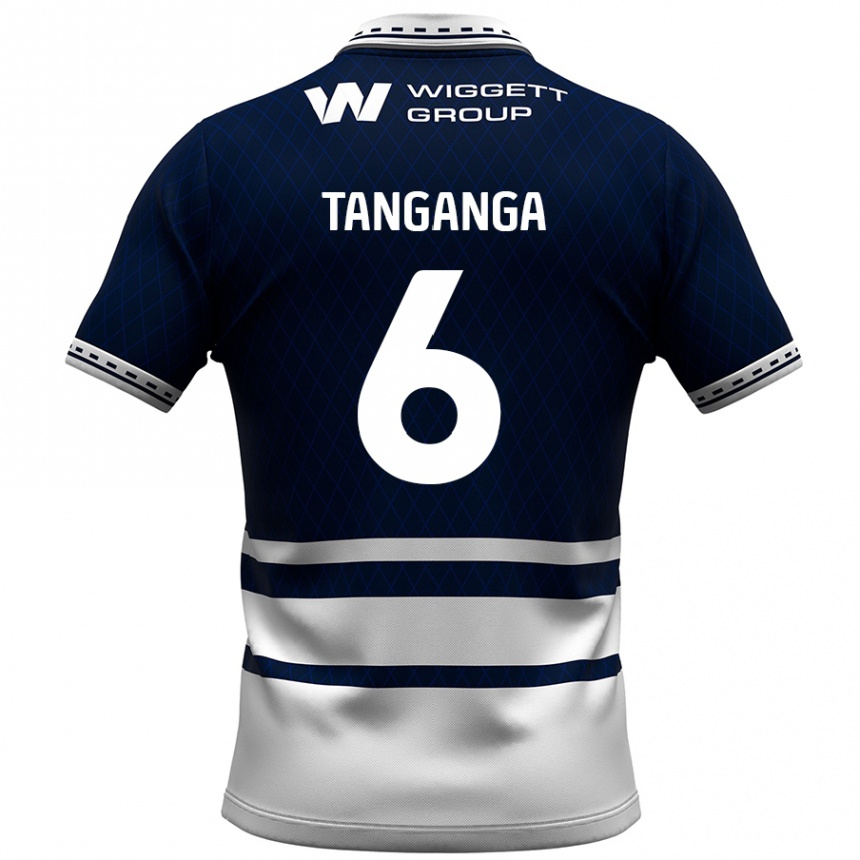 Niño Fútbol Camiseta Japhet Tanganga #6 Azul Marino Blanco 1ª Equipación 2024/25 Perú