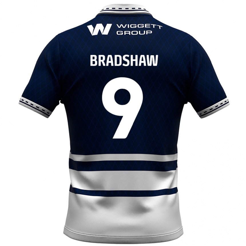 Niño Fútbol Camiseta Tom Bradshaw #9 Azul Marino Blanco 1ª Equipación 2024/25 Perú