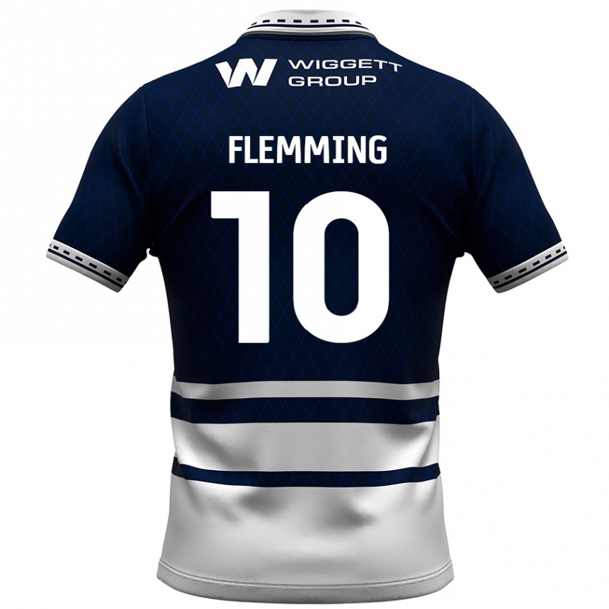 Niño Fútbol Camiseta Zian Flemming #10 Azul Marino Blanco 1ª Equipación 2024/25 Perú