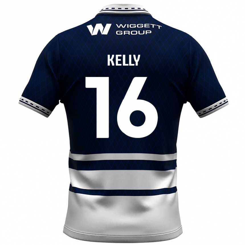 Niño Fútbol Camiseta Daniel Kelly #16 Azul Marino Blanco 1ª Equipación 2024/25 Perú