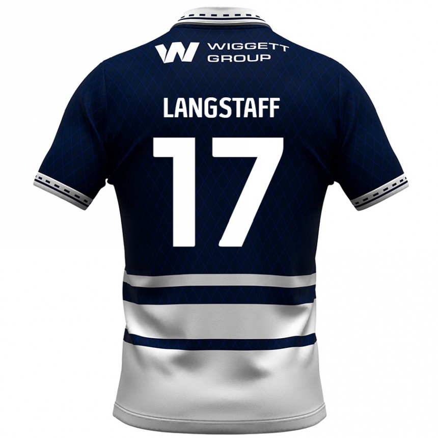 Niño Fútbol Camiseta Macaulay Langstaff #17 Azul Marino Blanco 1ª Equipación 2024/25 Perú