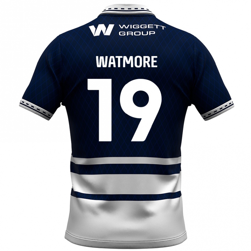 Niño Fútbol Camiseta Duncan Watmore #19 Azul Marino Blanco 1ª Equipación 2024/25 Perú