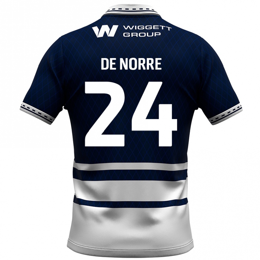 Niño Fútbol Camiseta Casper De Norre #24 Azul Marino Blanco 1ª Equipación 2024/25 Perú