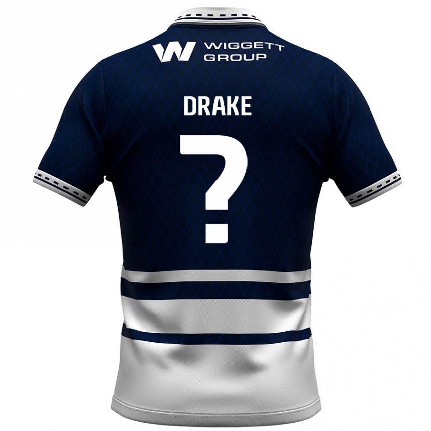 Niño Fútbol Camiseta Ben Drake #0 Azul Marino Blanco 1ª Equipación 2024/25 Perú