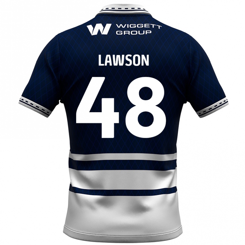 Niño Fútbol Camiseta Sha'mar Lawson #48 Azul Marino Blanco 1ª Equipación 2024/25 Perú