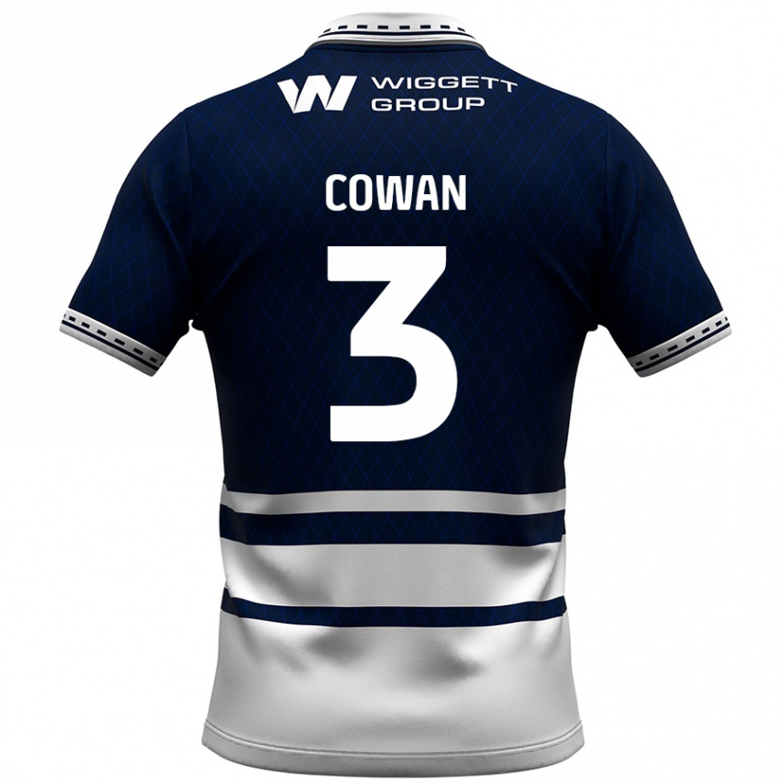 Niño Fútbol Camiseta Leanne Cowan #3 Azul Marino Blanco 1ª Equipación 2024/25 Perú