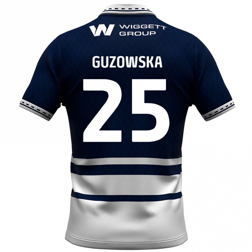 Niño Fútbol Camiseta Sara Guzowska #25 Azul Marino Blanco 1ª Equipación 2024/25 Perú