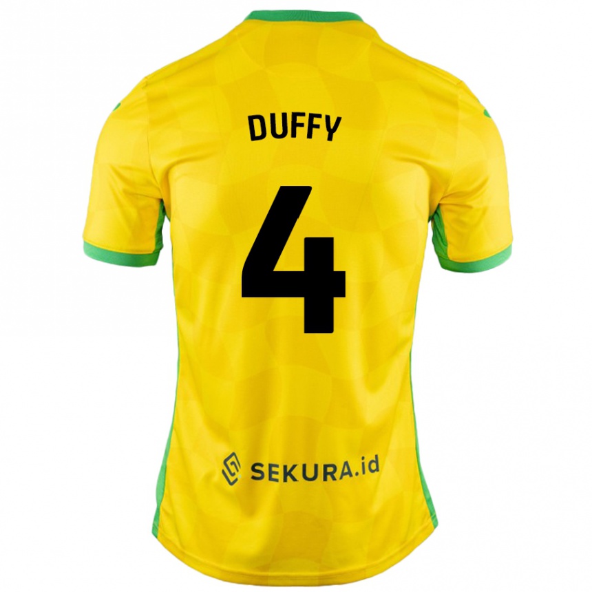 Niño Fútbol Camiseta Shane Duffy #4 Amarillo Verde 1ª Equipación 2024/25 Perú