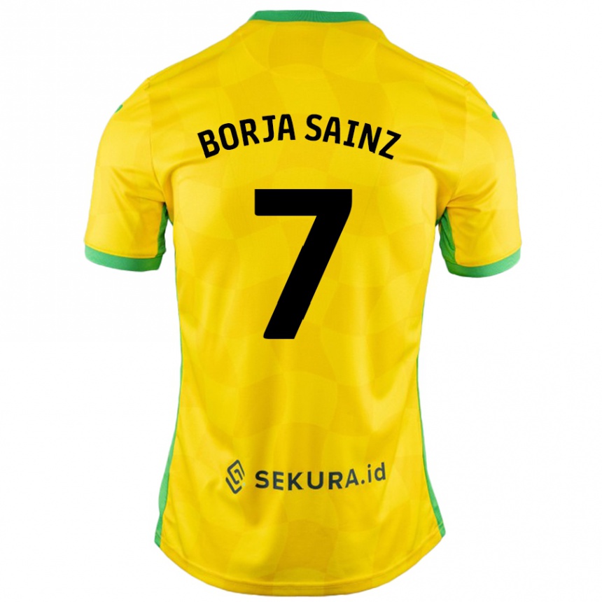 Niño Fútbol Camiseta Borja Sainz #7 Amarillo Verde 1ª Equipación 2024/25 Perú