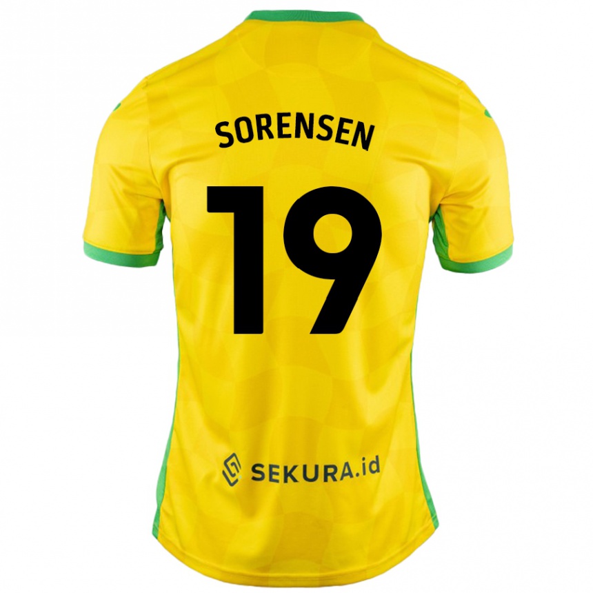 Niño Fútbol Camiseta Jacob Lungi Sørensen #19 Amarillo Verde 1ª Equipación 2024/25 Perú