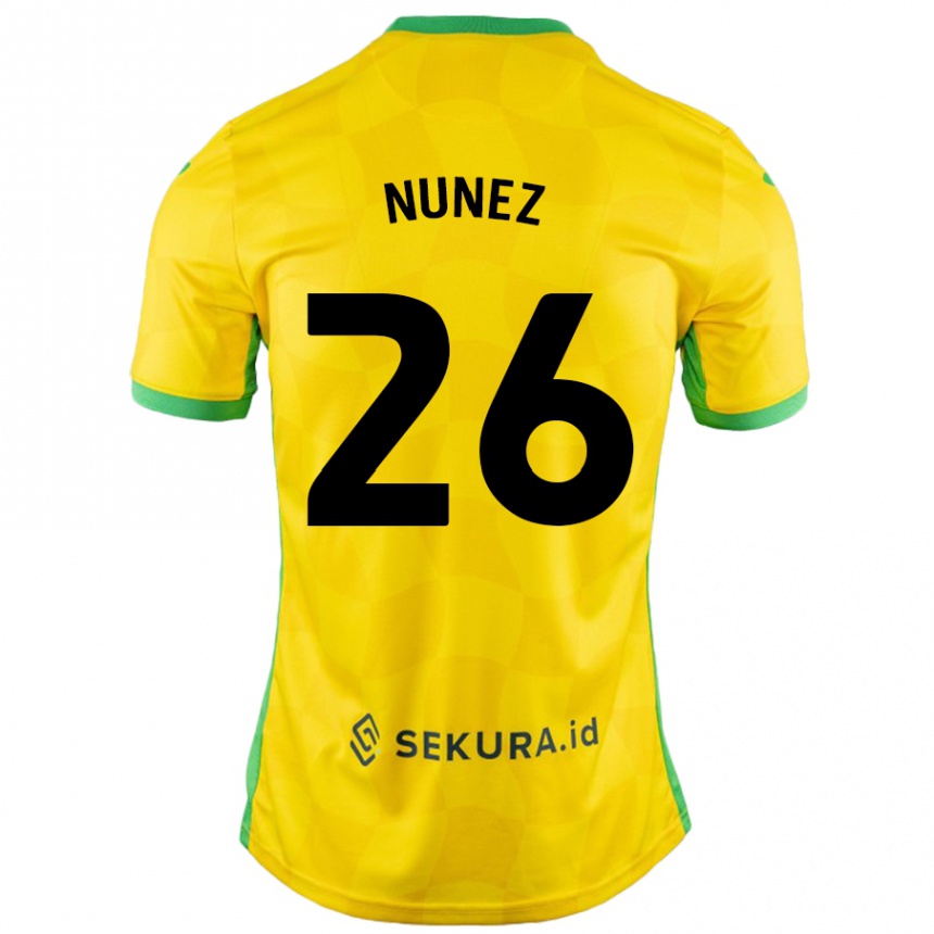 Niño Fútbol Camiseta Marcelino Núñez #26 Amarillo Verde 1ª Equipación 2024/25 Perú