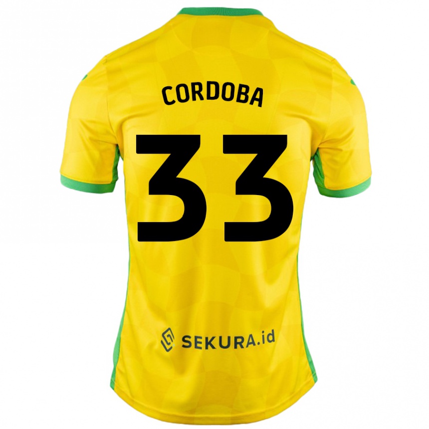 Niño Fútbol Camiseta José Córdoba #33 Amarillo Verde 1ª Equipación 2024/25 Perú