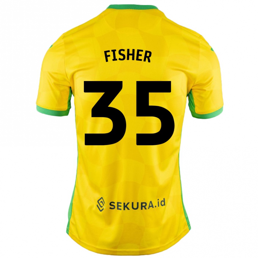 Niño Fútbol Camiseta Kellen Fisher #35 Amarillo Verde 1ª Equipación 2024/25 Perú